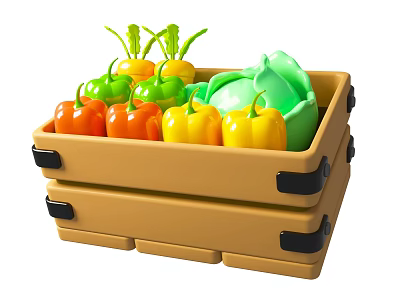 Vegetable Box Vegetable Farm Cartoon Vegetable Box Cartoon Vegetable Farm Food Theme Cartoon Vegetable Cabbage 3d model
