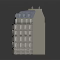 Cartoon Scene 3D Building Model With Multiple Floors And Classic Sloped Roof Design