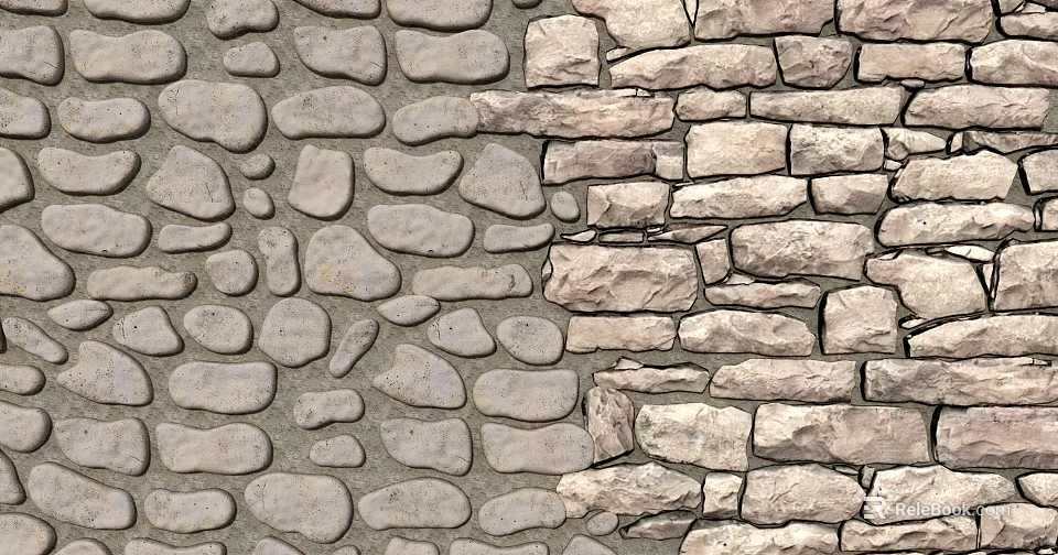 Natural Stone Building Exterior Wall Featuring Irregular Masonry Texture And Gray Mortar 3d model 
