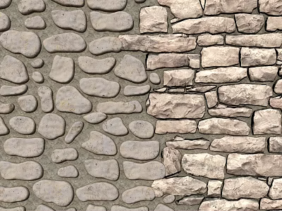 Natural Stone Building Exterior Wall Featuring Irregular Masonry Texture And Gray Mortar 3d model