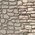 Natural Stone Building Exterior Wall Featuring Irregular Masonry Texture And Gray Mortar 3d model