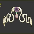 Elegant Silver Tiara With Snake Design Green Gemstone And Pearl