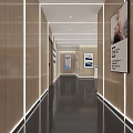 Modern Hotel Lobby Interior With Wooden Walls Elevators And Reception Desk