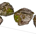 Natural Stone and Wood Decorative Items with Mossy Surfaces and Earthy Appeal