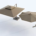 Outdoor Brown Umbrellas With Different Designs And Metal Stand Structures 3d model