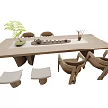 Log wind tea table and chair 3d model