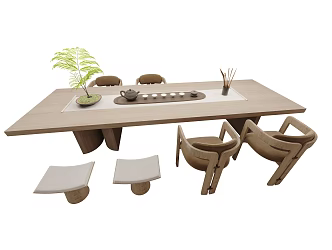 Log wind tea table and chair 3d model