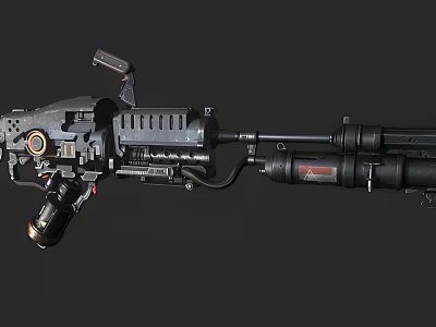 Tactical Machine Gun with Metal Barrel Tactical Grip and Mechanical Components 3d model
