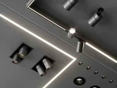 Downlights and Spotlights Modern Ceiling Interior Design With Sleek Recessed Installation and Lighting Fixtures 3d model