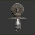 Industrial Vintage Lighting Combination with Curved Metal Arm and Grid Shade Wall Sconce