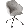 Gray Fabric Office Chair With Armrests Metal Base And Swivel Rolling Wheels