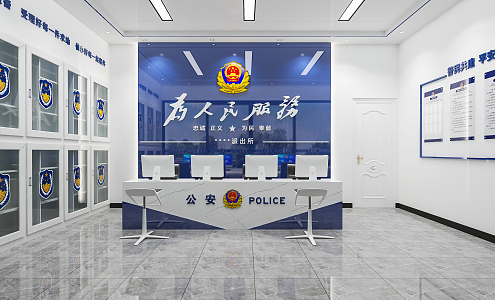 modern police station reception hall 3d model