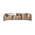 Modern three-seat sofa cream multiplayer sofa 3d model