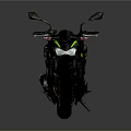 Sporty Black and Green Motorcycle with Sleek Body Design and Stylish Wheels