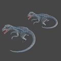 Game Movie Dinosaur Character With Open Mouth Blue Stripes And Sharp Teeth