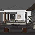 Modern Living Room Interior Design With Beige Sofa Accent Chair Coffee Table And Green Plant