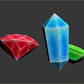 Vibrant Geometric Gemstone Crystals Red Blue Green with Polished Faceted Surfaces