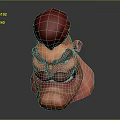 3D Game Character Head With Red Hair Red Mustache Angry Expression And Fierce Cartoon Look
