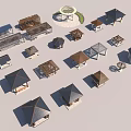 Various Landscape Pavilions 3D Models Showcasing Different Architectural Design Styles 3d model