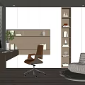 Modern Study Bookcase Desk 3d model