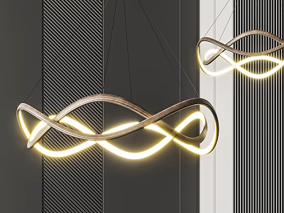 Modern Gold Infinity Curved LED Chandelier with Warm Lighting for Interior 3d model