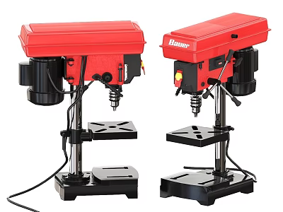Two Red Industrial Drill Press Heavy Duty Workbench Mounted Power Tools 3d model