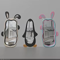 Cute Cartoon Shaped Mirrors with Rabbit Ears and Penguin Design 3d model