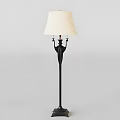 Modern Floor Lamp With White Fabric Shade And Black Metal Stand For Living Room Decor