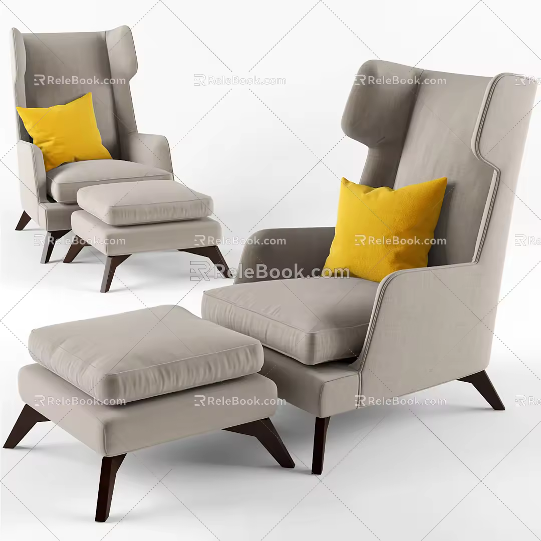 Nordic Single Sofa Casual Single Sofa 3d model