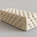 Beige Tufted Upholstered Sofa Bench With Modern Rectangular Cushioned Design