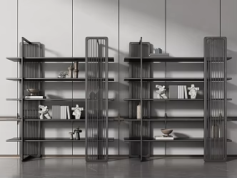 New Chinese-style Bookshelf Decorative Shelf Bookcase Combination 3d model