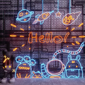 Industrial LOFT decorative lights cartoon neon lights 3d model