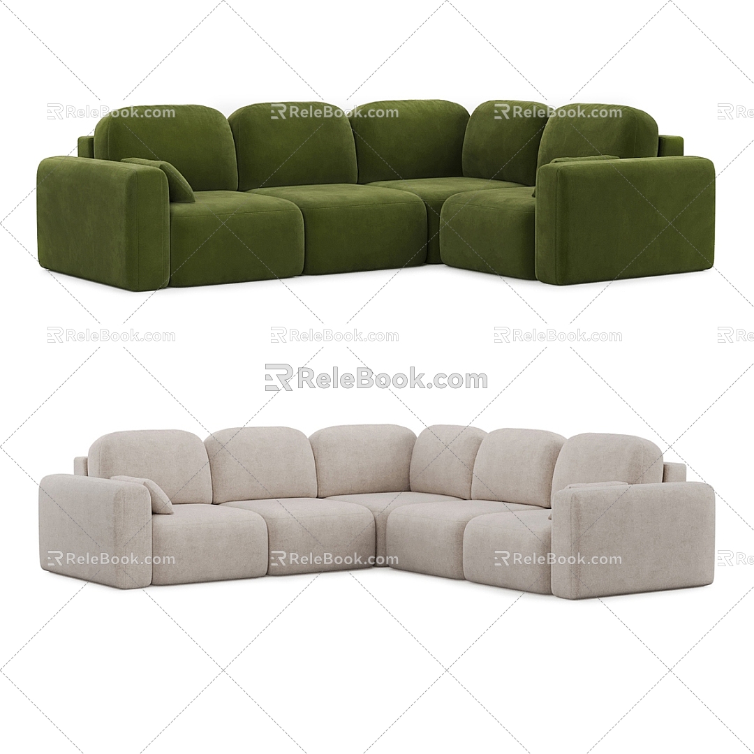 Nordic simple double sofa 3d model