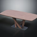 Modern Wooden Dining Table With Oval Tabletop And Crossed Legs Design