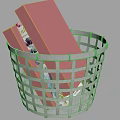 Wicker Storage Basket Holding Stack of Books for Home Organization and Decor