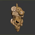 Golden Abstract 3D Model With Geometric Shapes And Mechanical Parts