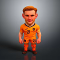 Cartoon Football Player In Orange Jersey Number 21 With Shorts And Socks
