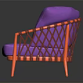 Purple Single Sofa With Yellow Cushion Orange Woven Armrests And Legs
