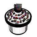 Round Cosmetic Display Shelf with Lipsticks Eye Shadows and Makeup Brushes for Retail Store