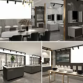 Elegant Modern Showroom Interior With Display Cabinets Counters And Decor Items 3d model