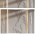 Modern Cream Colored Wall Decor With Embossed Wave Pattern And Metal Handles 3d model