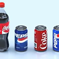 Coca Cola And Pepsi Cola Drinks In Bottle And Cans Packaging 3d model