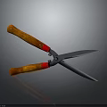 Durable Hardware Tool Scissors With Wooden Handle Red Accents And Silver Blades