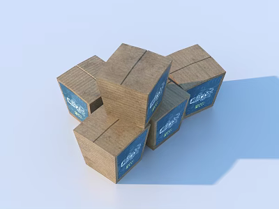 Daily Necessities Featuring Wooden Cubes With Blue Labels And Lifestyle Text 3d model