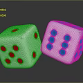Two White Dice With Black Dots On Smooth Surface And Reflections