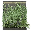 Lush Vertical Green Plant Wall With Diverse Foliage And Dark Wall Design
