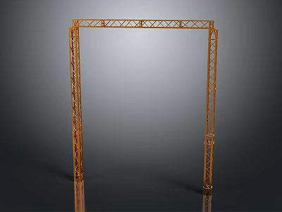 Scenic Landscape With Golden Metal Truss Arch And Gray Gradient Reflection 3d model
