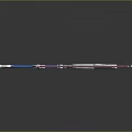 Sci Fi Mechanical Weapons with Blue Pink White Accents and Detailed Structure