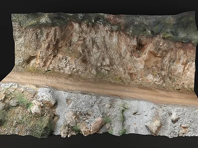 Mountain Road Infrastructure With Rock Slopes And Natural Vegetation Along Roadbed 3d model