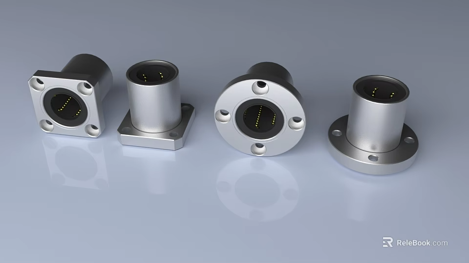 Precision Stainless Steel Linear Bearings With Square And Round Mounting Bases For Hardware Tools 3d model 